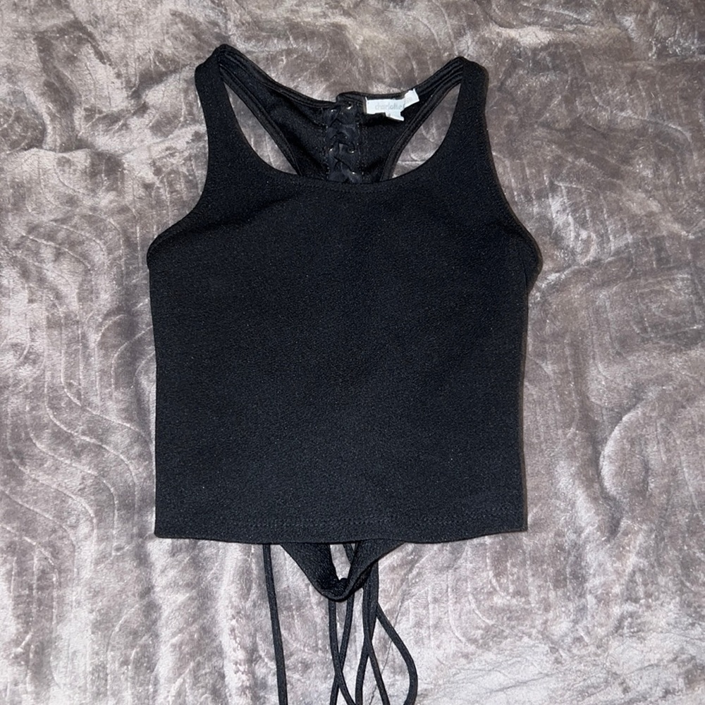 XS tank top, ties in the back.